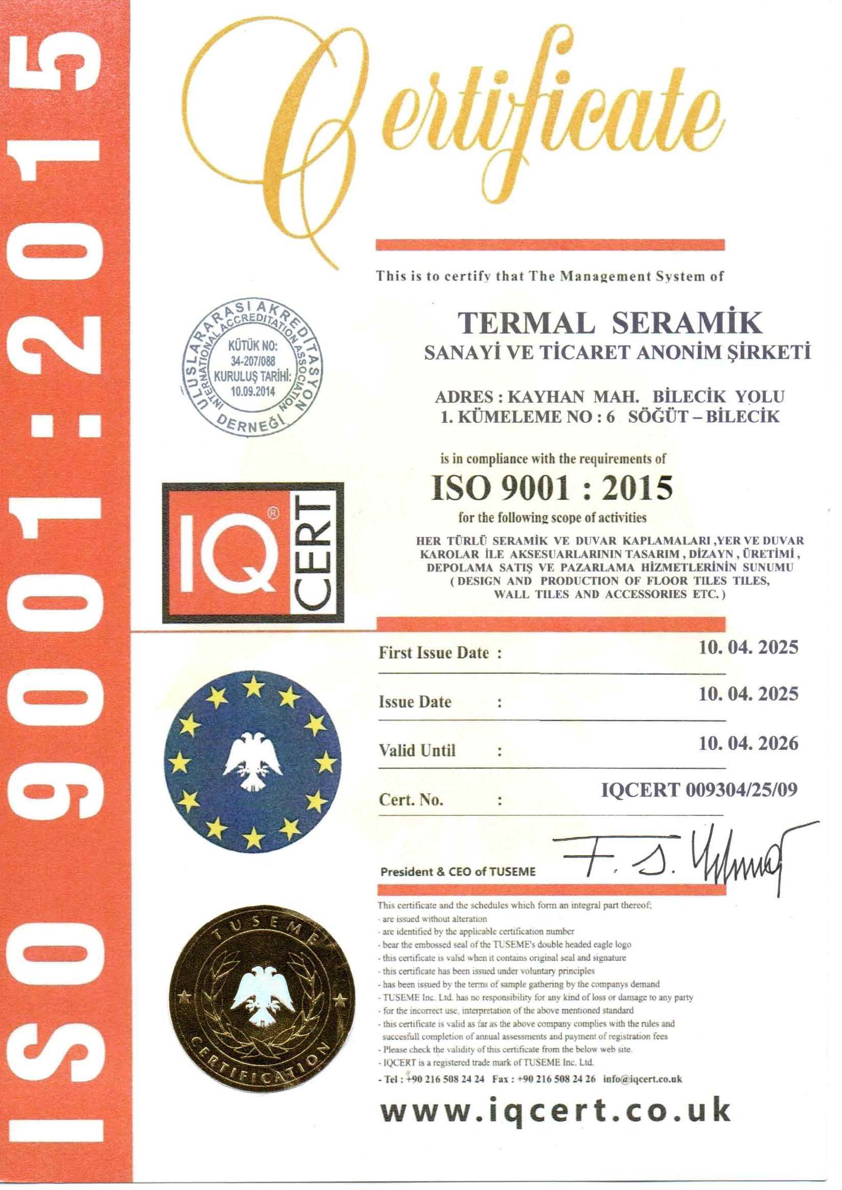ISO 9001 : 2015